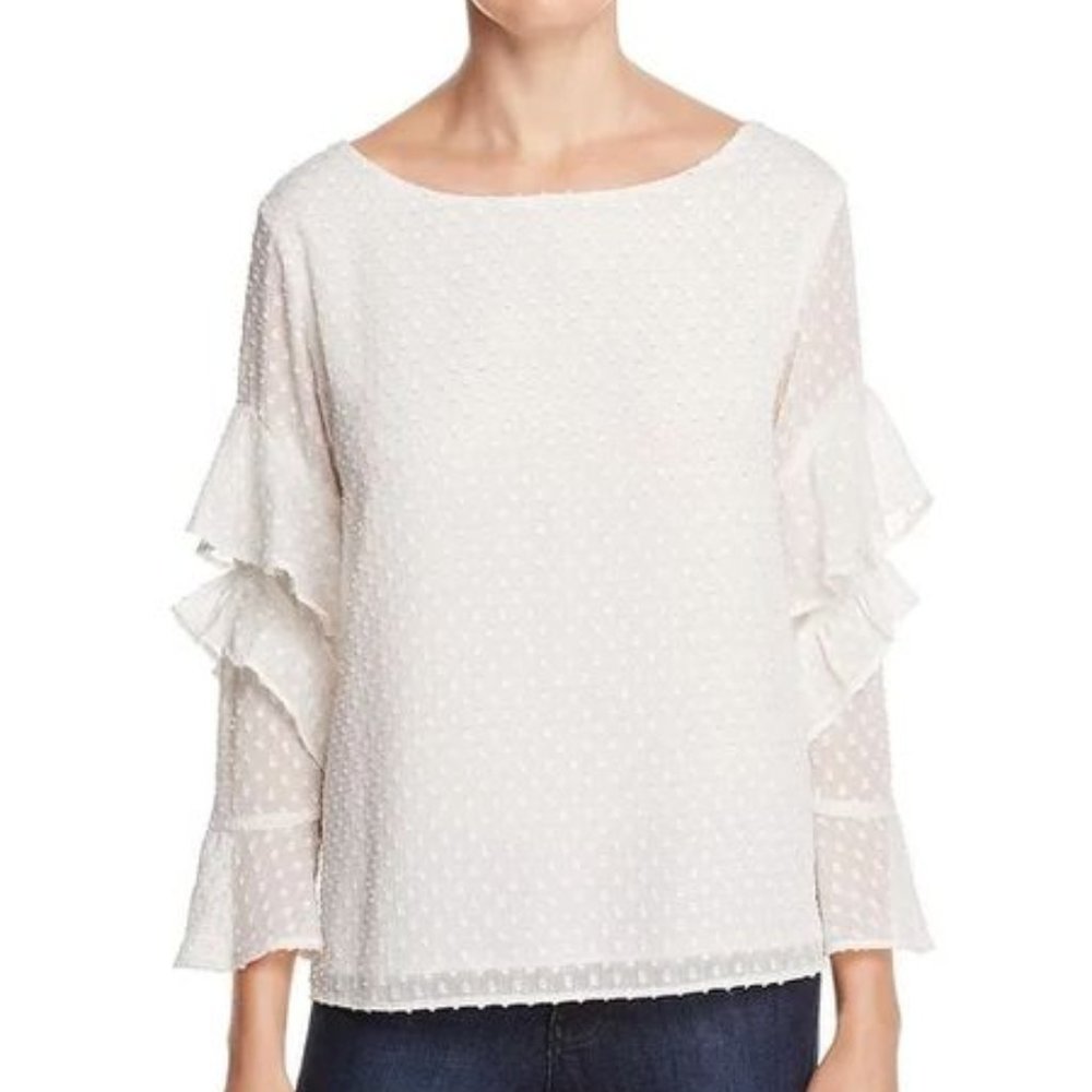 Sanctuary Bianca Ruffle Sleeve Top White Size S